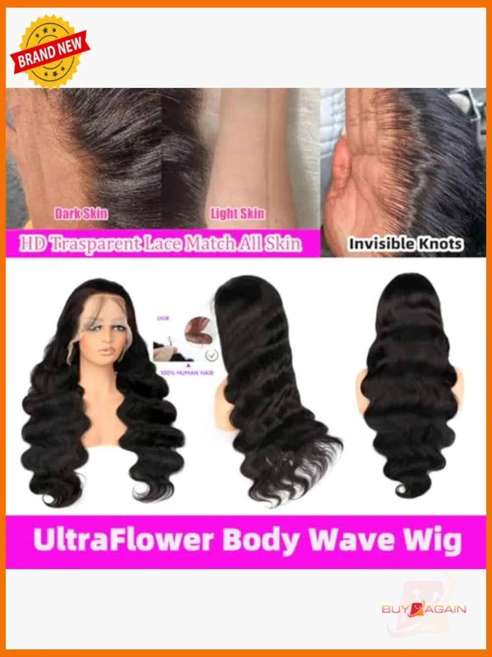 13x6 Body Wave Lace Front Wig Human Hair 200 Density HD Pre Plucked